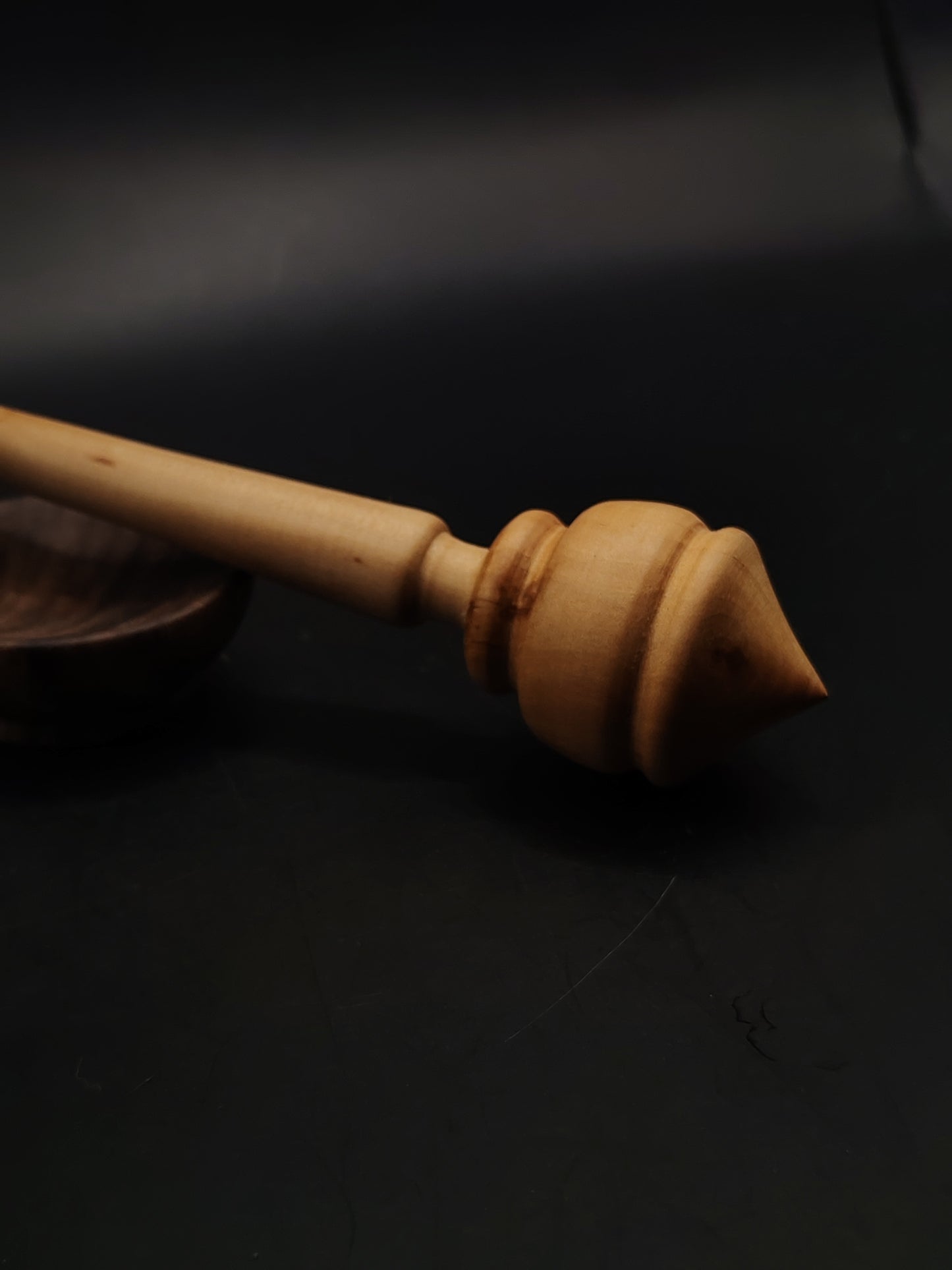 Support Spindle Set 26g 0.92oz 24.5cm 9.65in Apple Shaft Pear Whorl Walnut Bowl