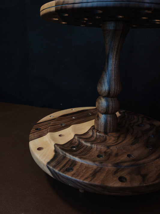 Rotating Spindle Stand 24 Spindles Walnut Wood 17cm 6.69in Support Drop Spindles