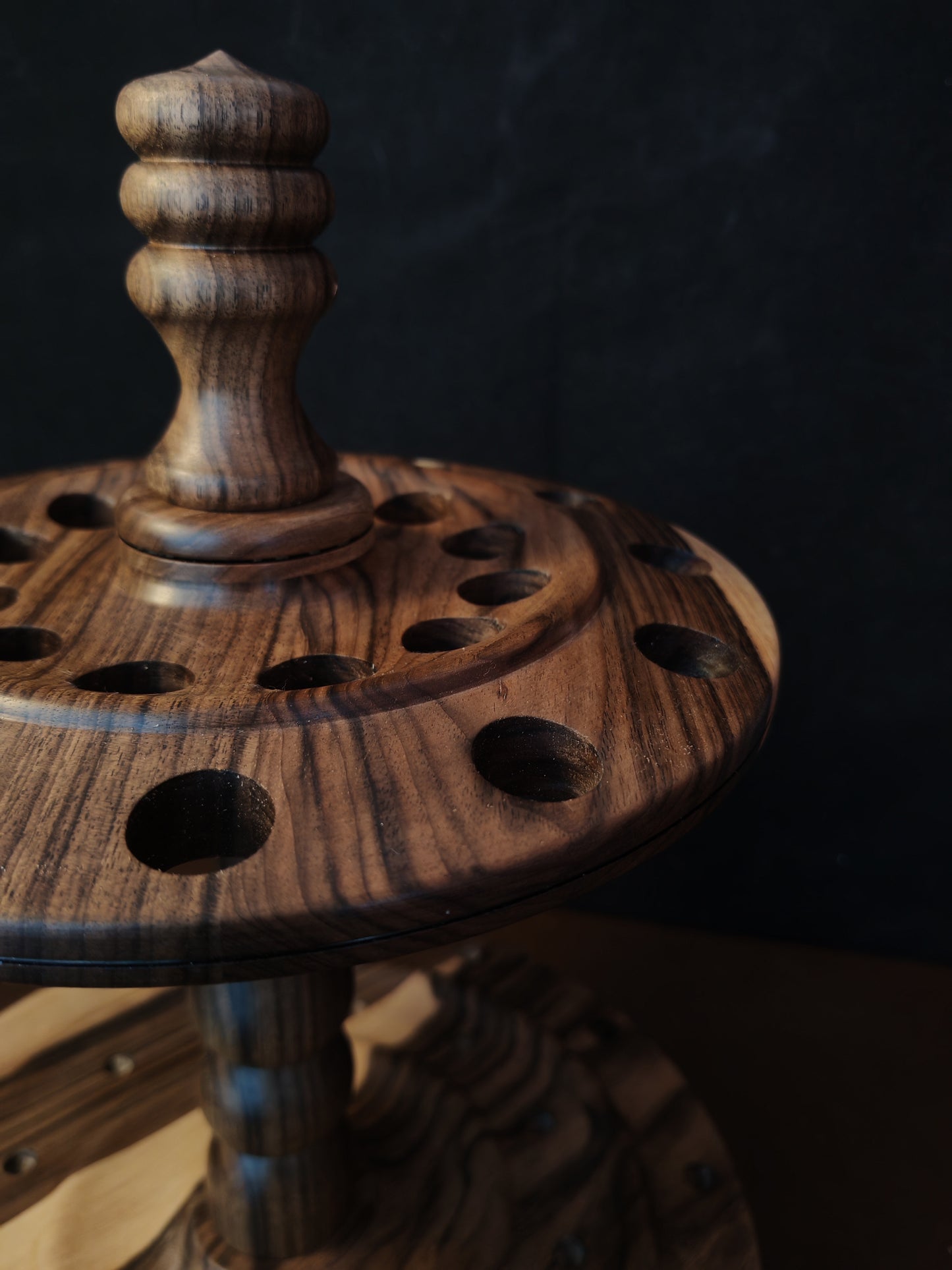 Rotating Spindle Stand 24 Spindles Walnut Wood 17cm 6.69in Support Drop Spindles