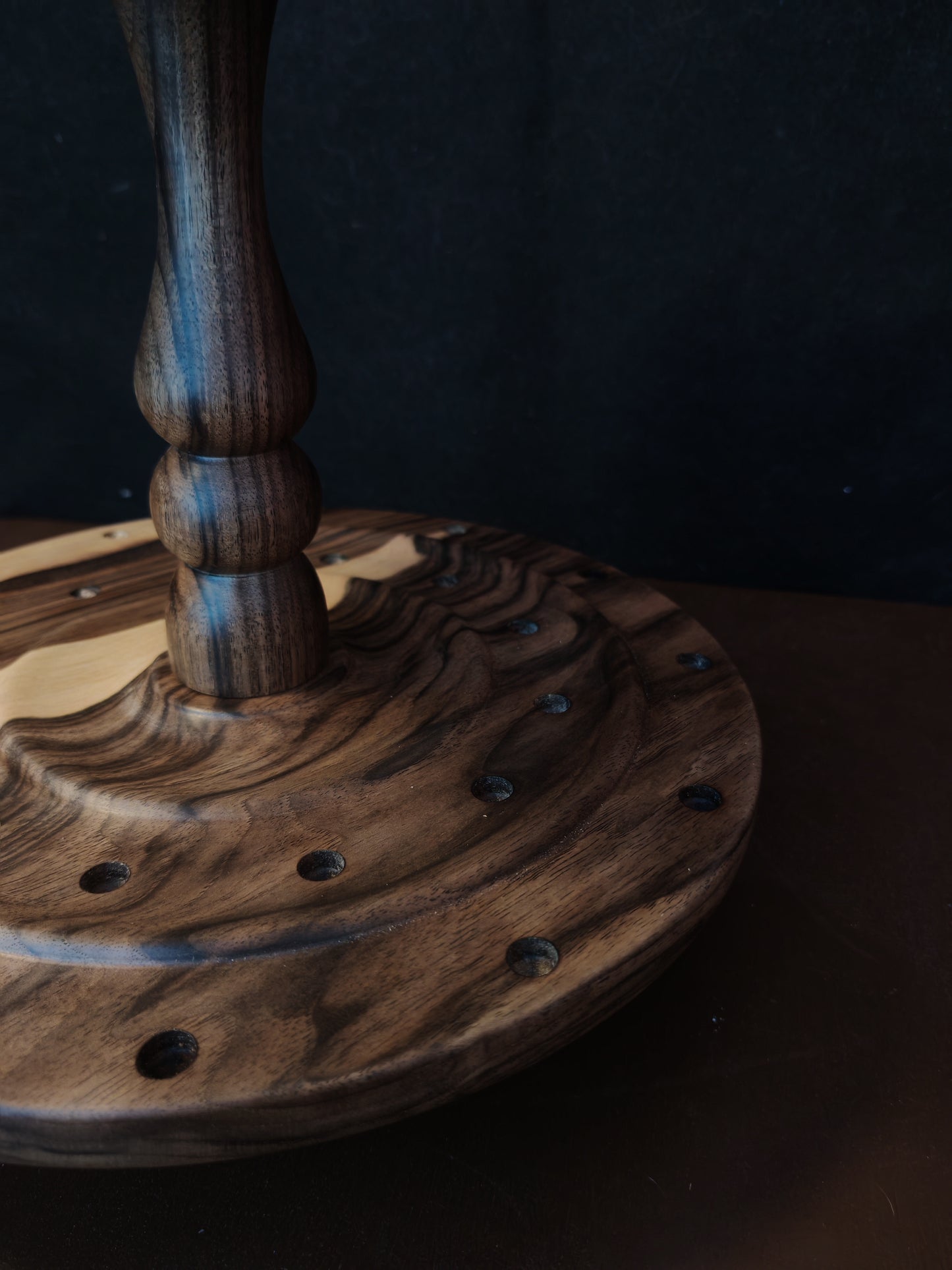 Rotating Spindle Stand 24 Spindles Walnut Wood 17cm 6.69in Support Drop Spindles