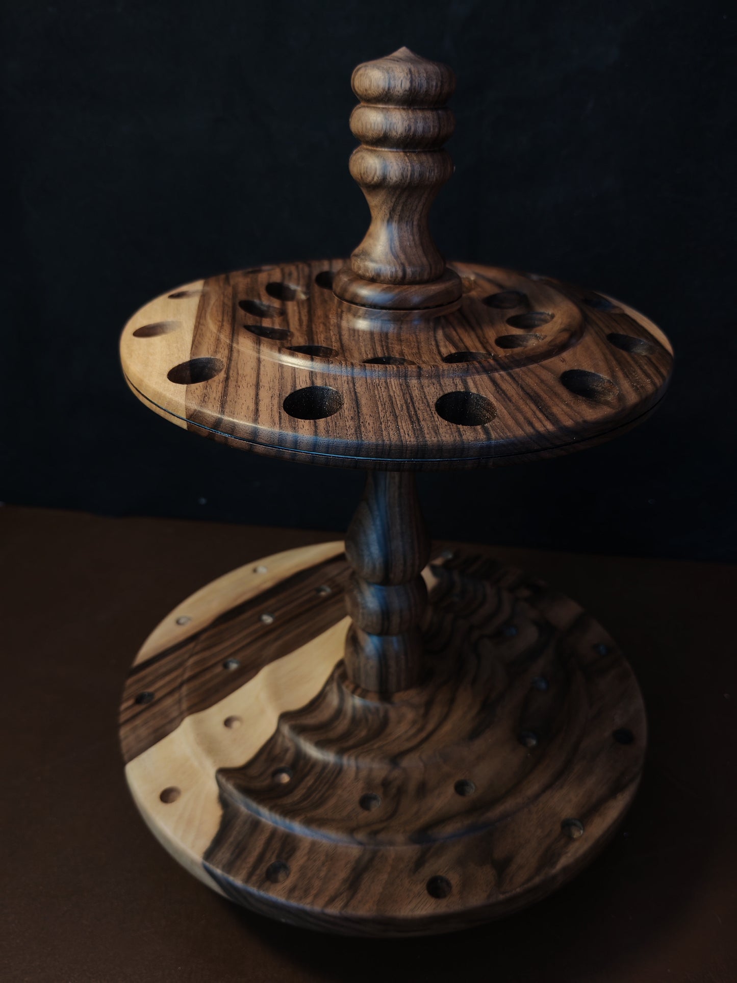 Rotating Spindle Stand 24 Spindles Walnut Wood 17cm 6.69in Support Drop Spindles