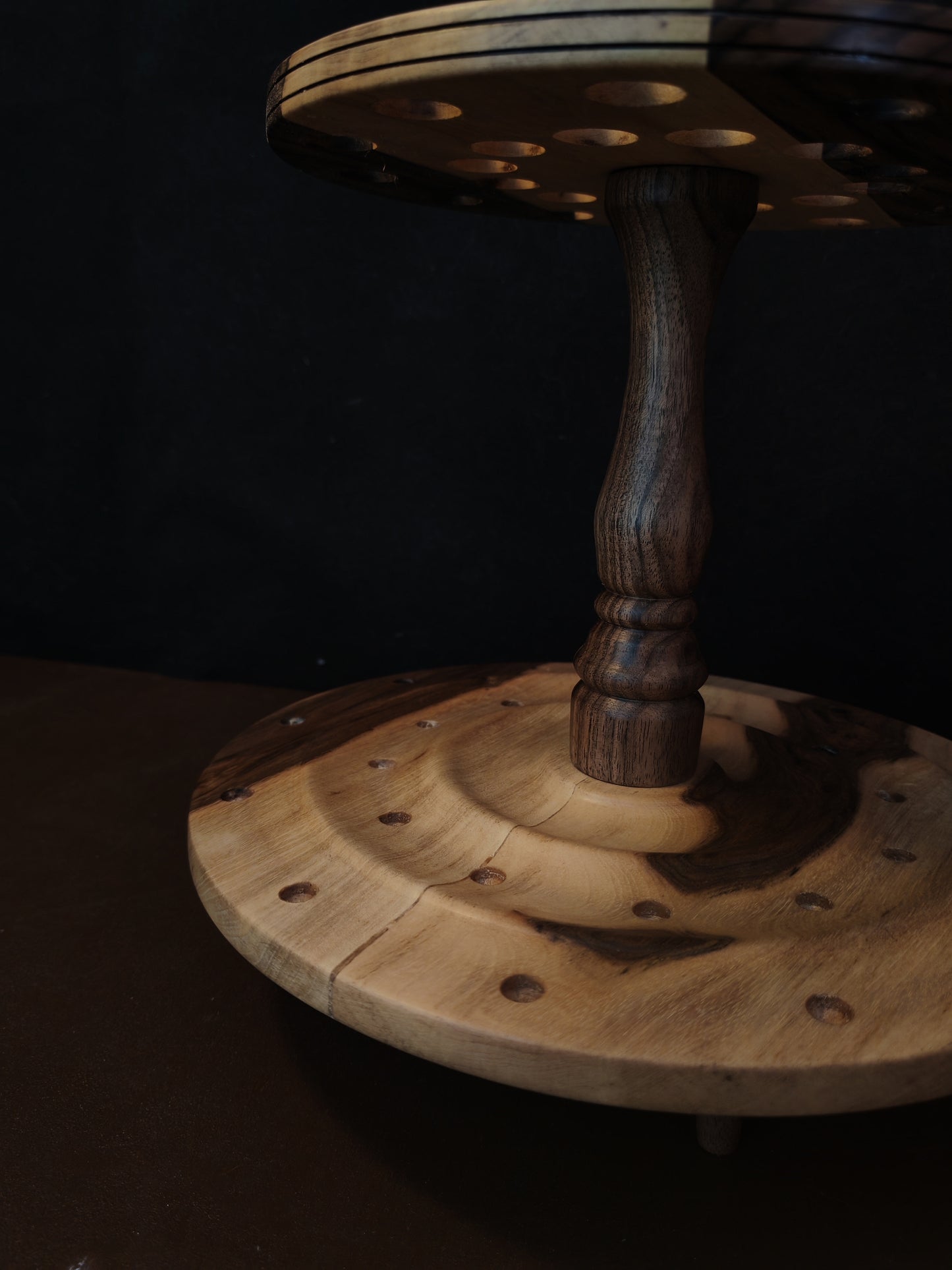 Walnut Spindle Carousel 24 Spindles Grey Dark Walnut 17cm 6.69in