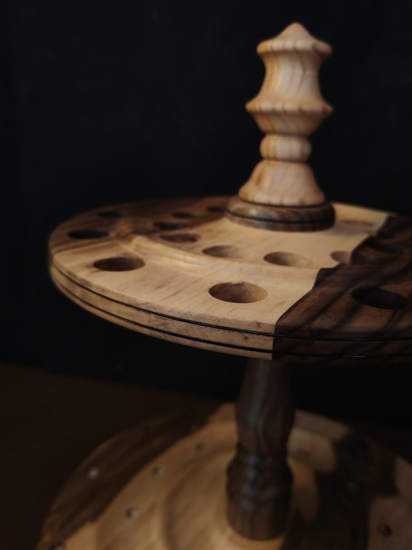 Walnut Spindle Carousel 24 Spindles Grey Dark Walnut 17cm 6.69in