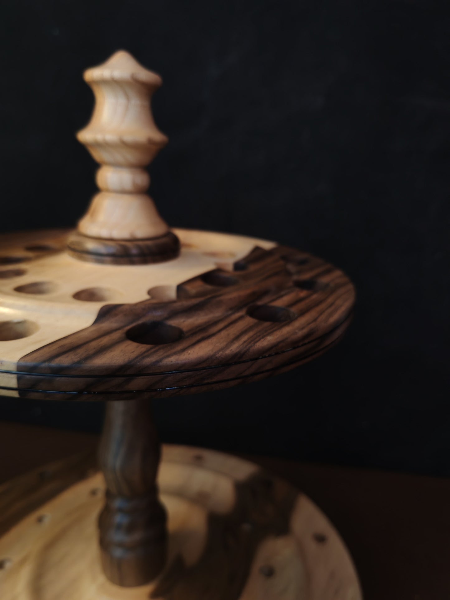 Walnut Spindle Carousel 24 Spindles Grey Dark Walnut 17cm 6.69in