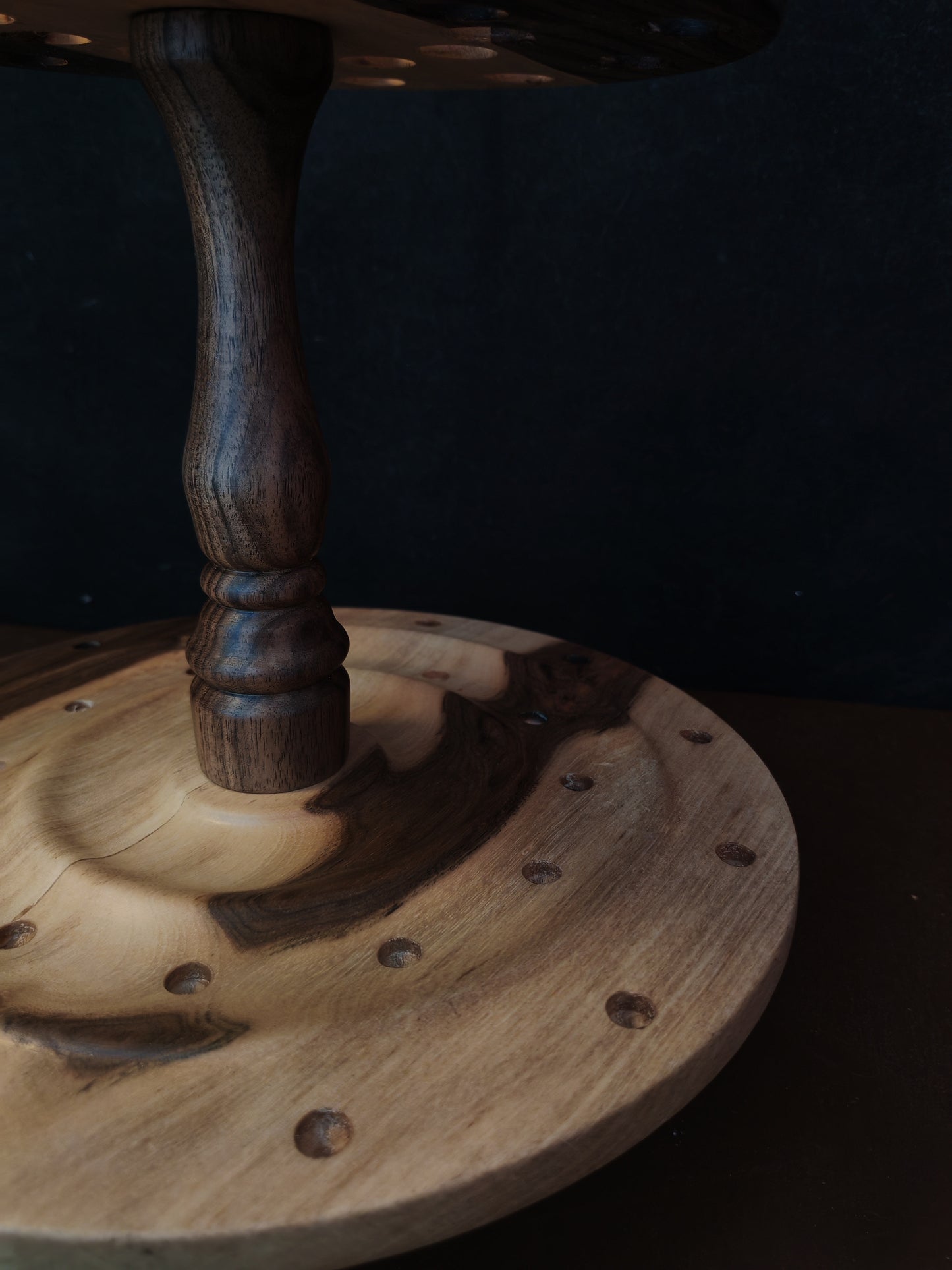 Walnut Spindle Carousel 24 Spindles Grey Dark Walnut 17cm 6.69in