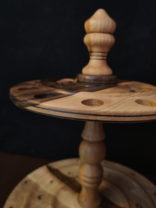 Rotating Spindle Organizer 24 Spindles Grey Walnut Dark Walnut 17cm 6.69in