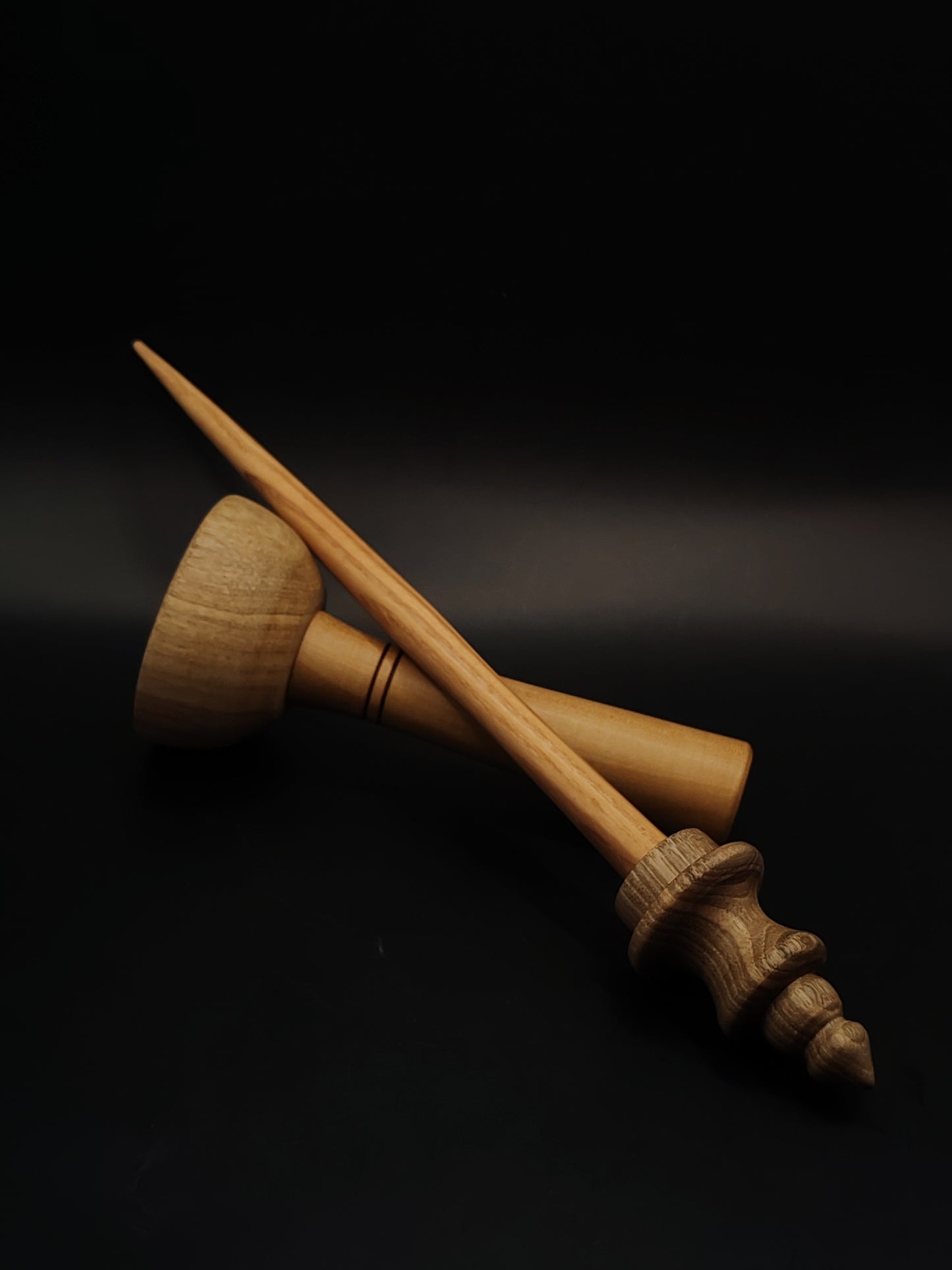 Support Spindle Set 26g 0.92oz 26.5cm 10.43in Caucasian Chestnut Walnut Whorl Pear Bowl