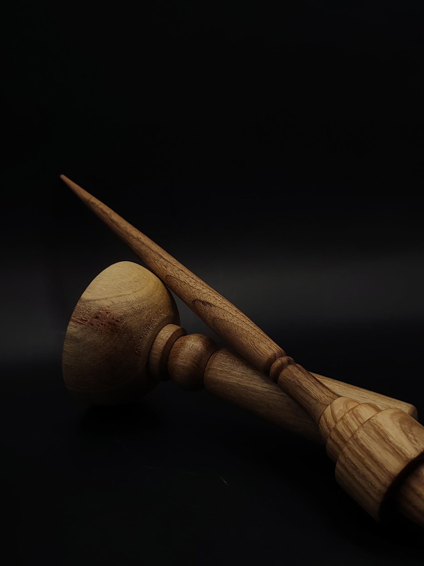 Support Spindle Set 32g 1.13oz 26.5cm 10.43in Walnut Shaft Oak Whorl Grey Walnut Bowl