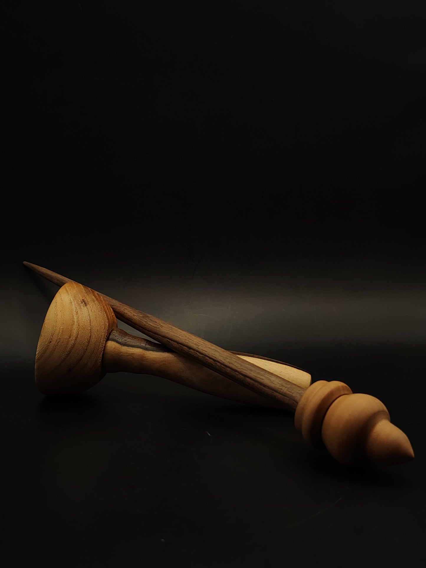 Support Spindle Set 27g 0.95oz 28.5cm 11.22in Walnut Shaft Pear Whorl Oak Walnut Bowl