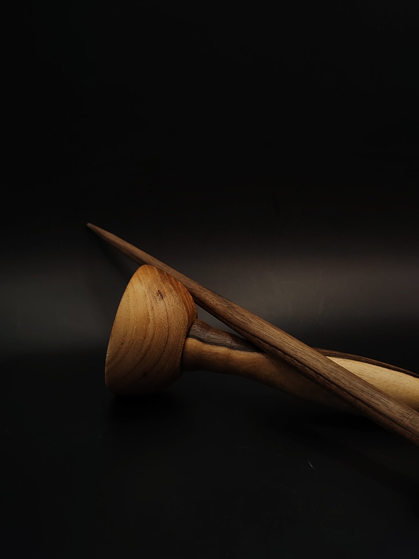 Support Spindle Set 27g 0.95oz 28.5cm 11.22in Walnut Shaft Pear Whorl Oak Walnut Bowl