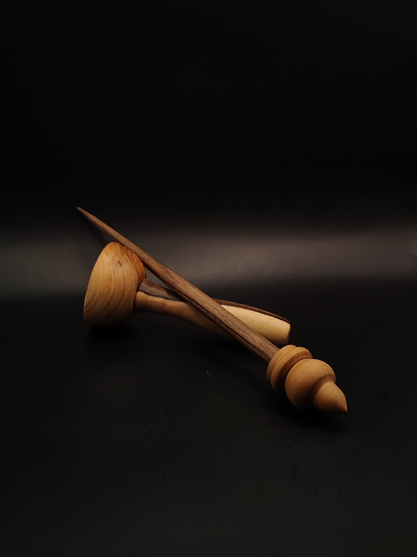 Support Spindle Set 27g 0.95oz 28.5cm 11.22in Walnut Shaft Pear Whorl Oak Walnut Bowl