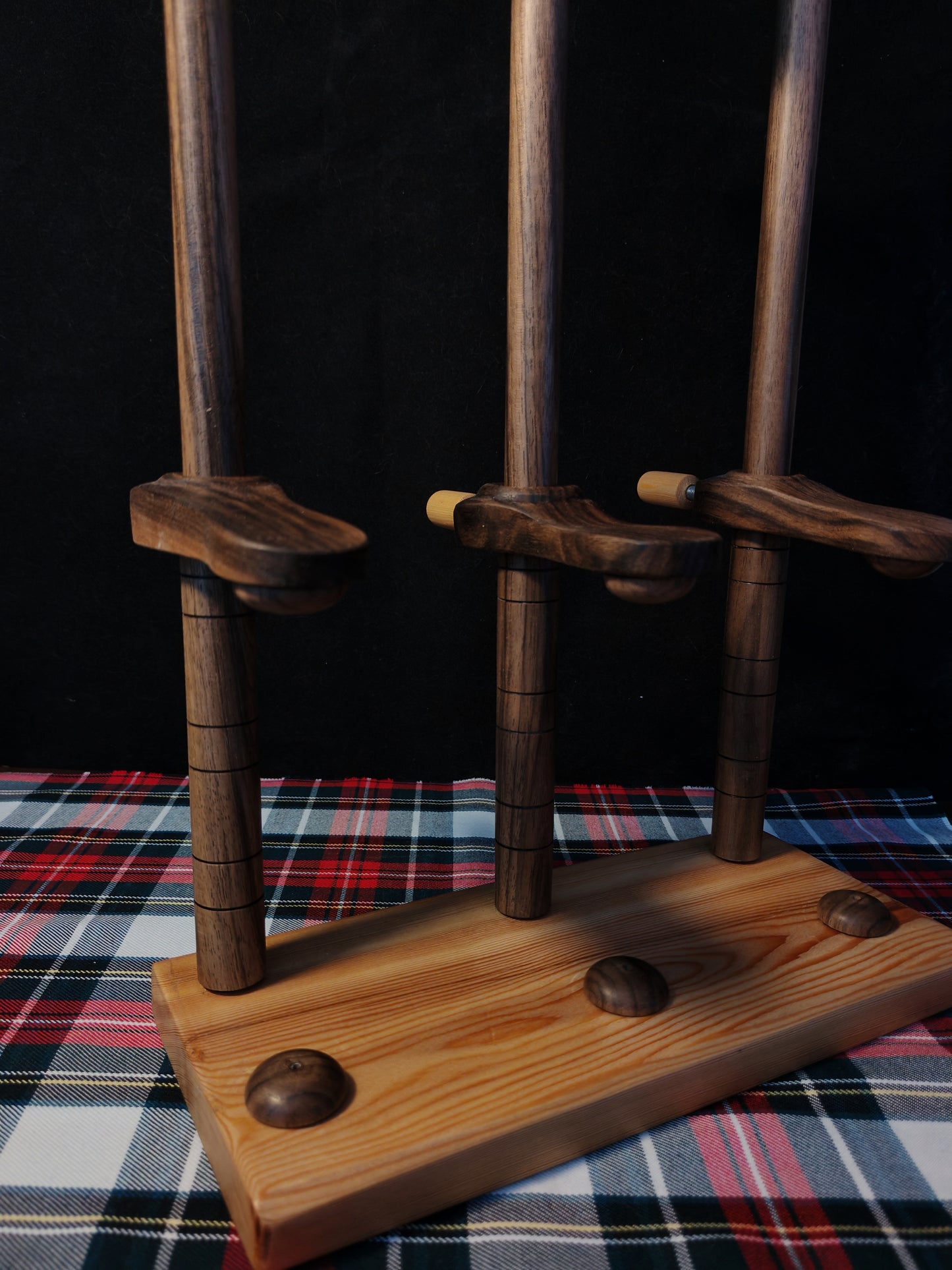 Lazy Anna Support Spindle Plying Station Larch Walnut 32cm 12.60in 3 Spindles