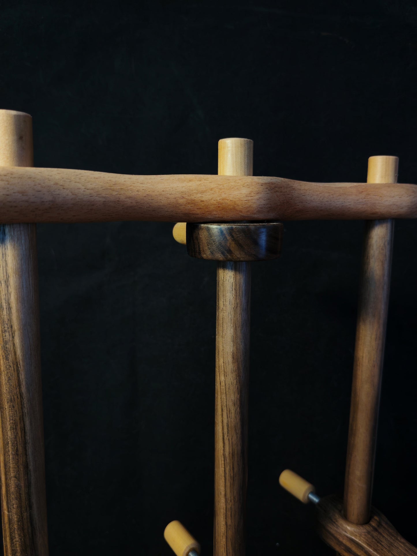 Lazy Anna Support Spindle Plying Station Larch Walnut 32cm 12.60in 3 Spindles