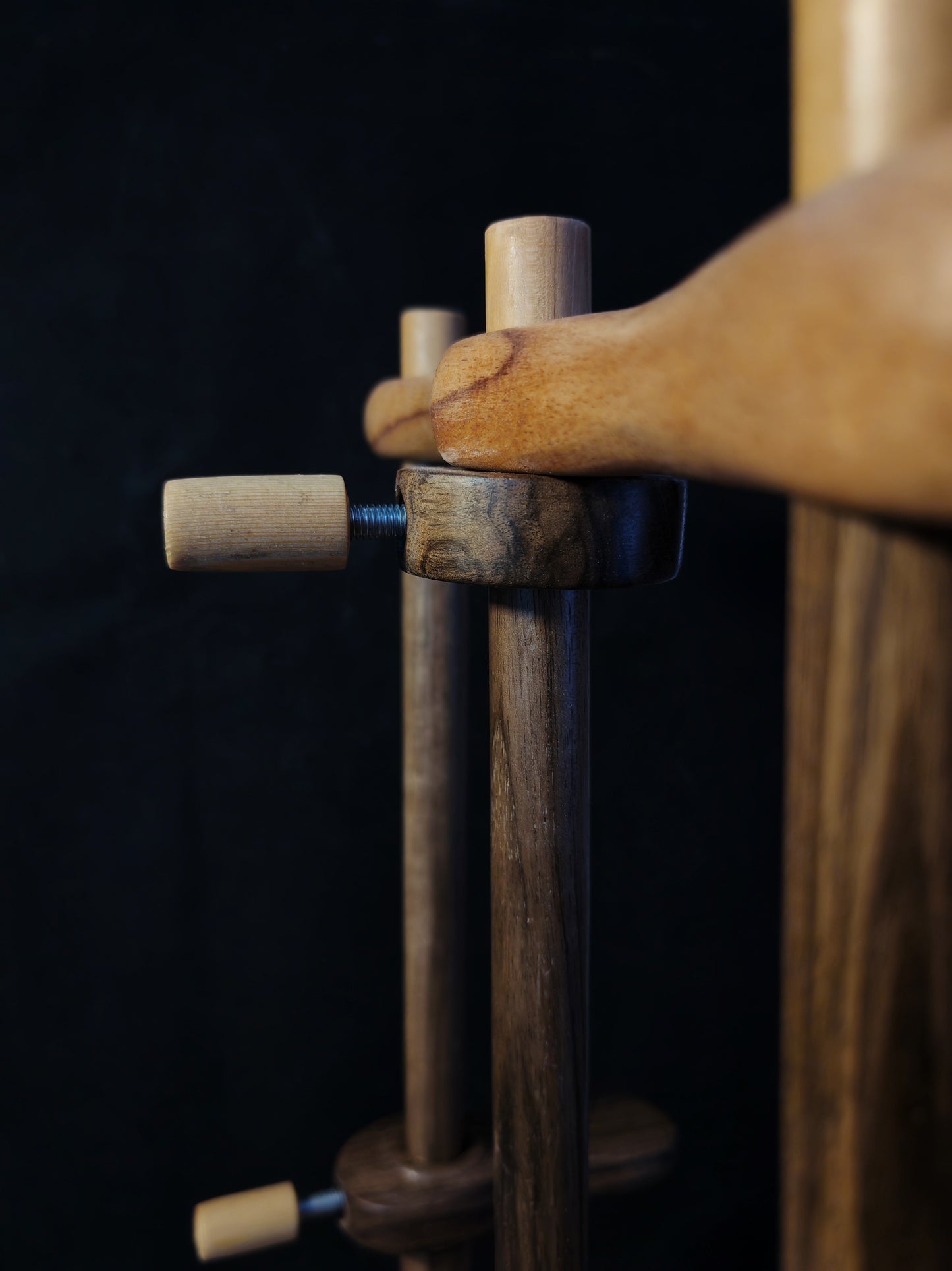 Lazy Anna Support Spindle Plying Station Larch Walnut 32cm 12.60in 3 Spindles