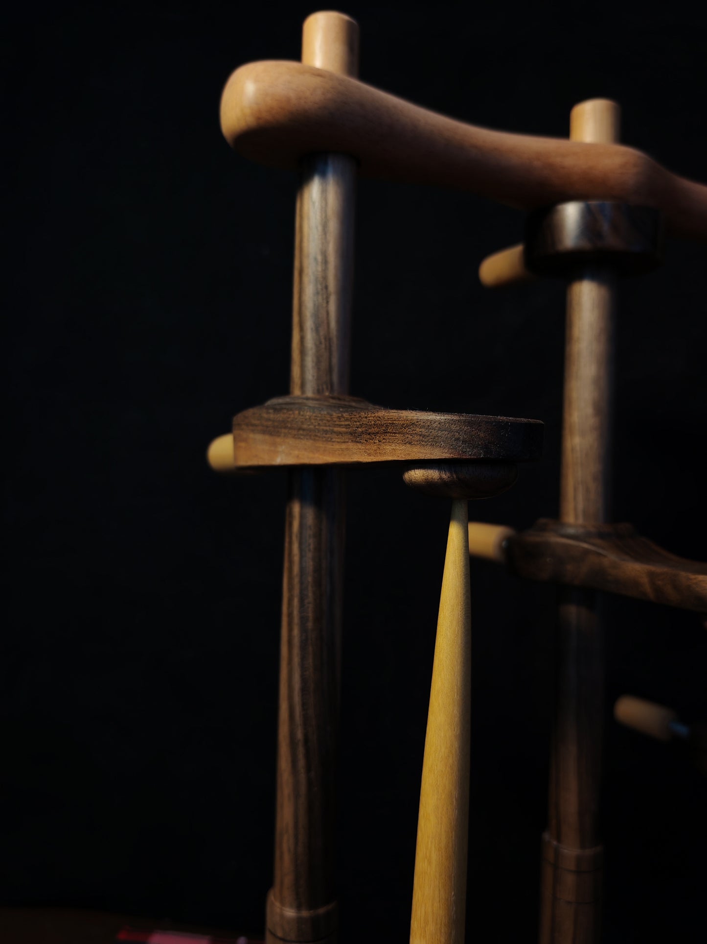 Lazy Anna Support Spindle Plying Station Larch Walnut 32cm 12.60in 3 Spindles