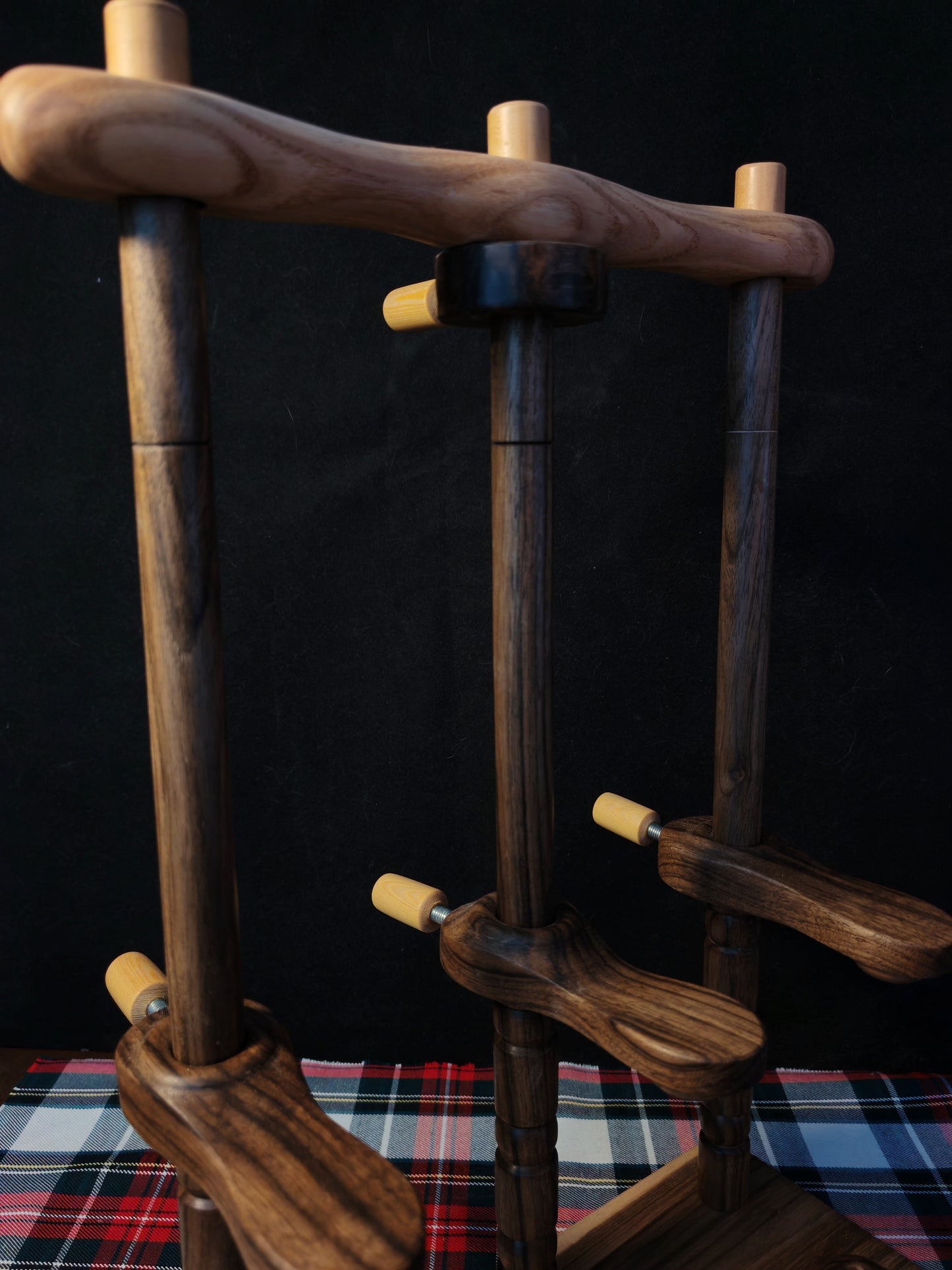 Lazy Anna Lazy Kate 3 Spindle Plying Tool Walnut Chestnut 32cm 12.60in