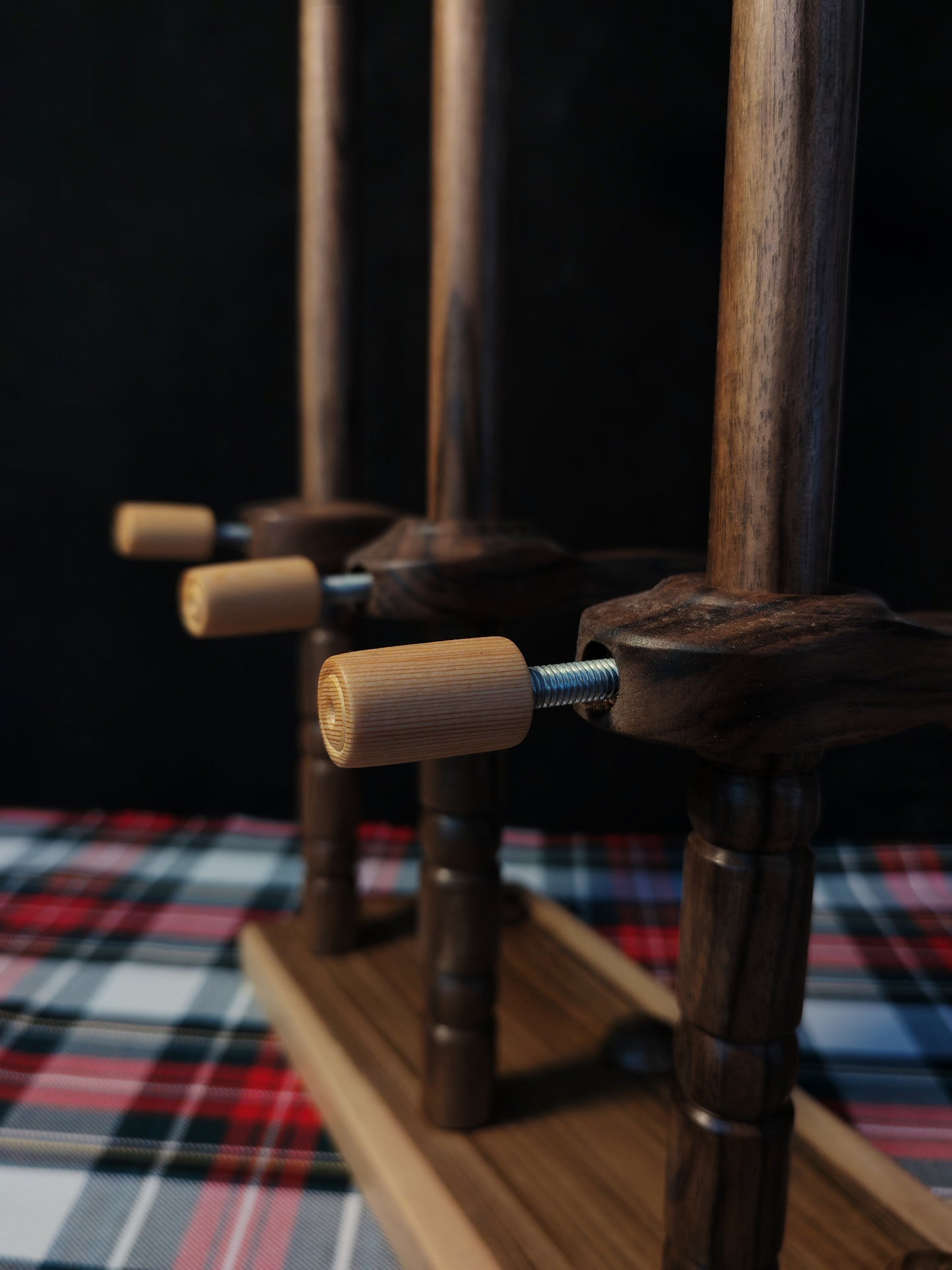 Lazy Anna Lazy Kate 3 Spindle Plying Tool Walnut Chestnut 32cm 12.60in