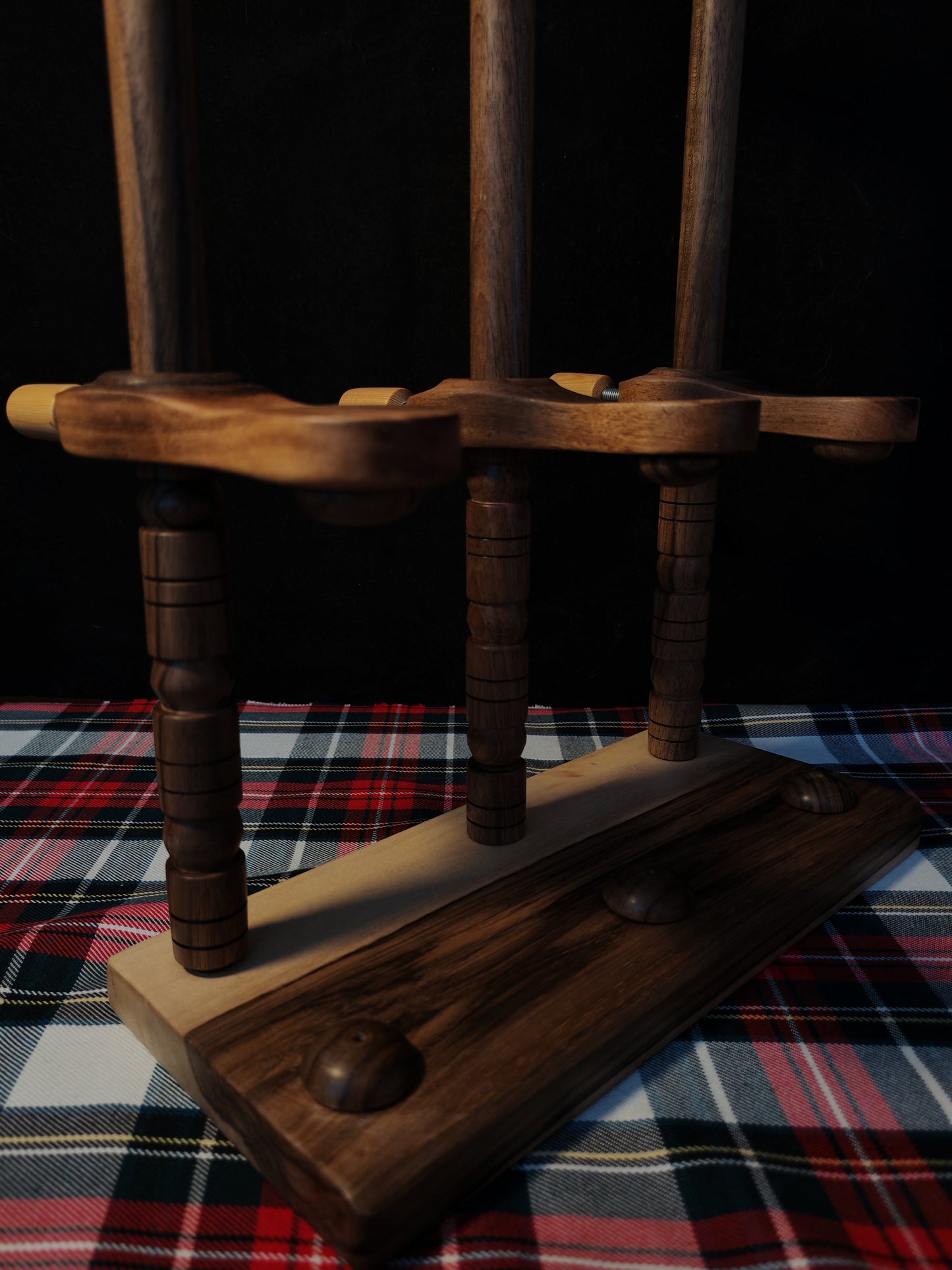 Lazy Anna 3 Spindle Plying Tool Walnut Larch 32cm 12.60in