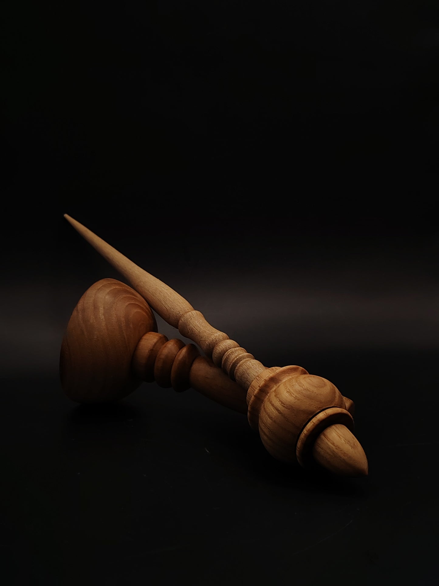 Support Spindle 39g 1.38oz 27cm 10.63in Grey Walnut Shaft Chestnut Whorl Pear Chestnut Bowl
