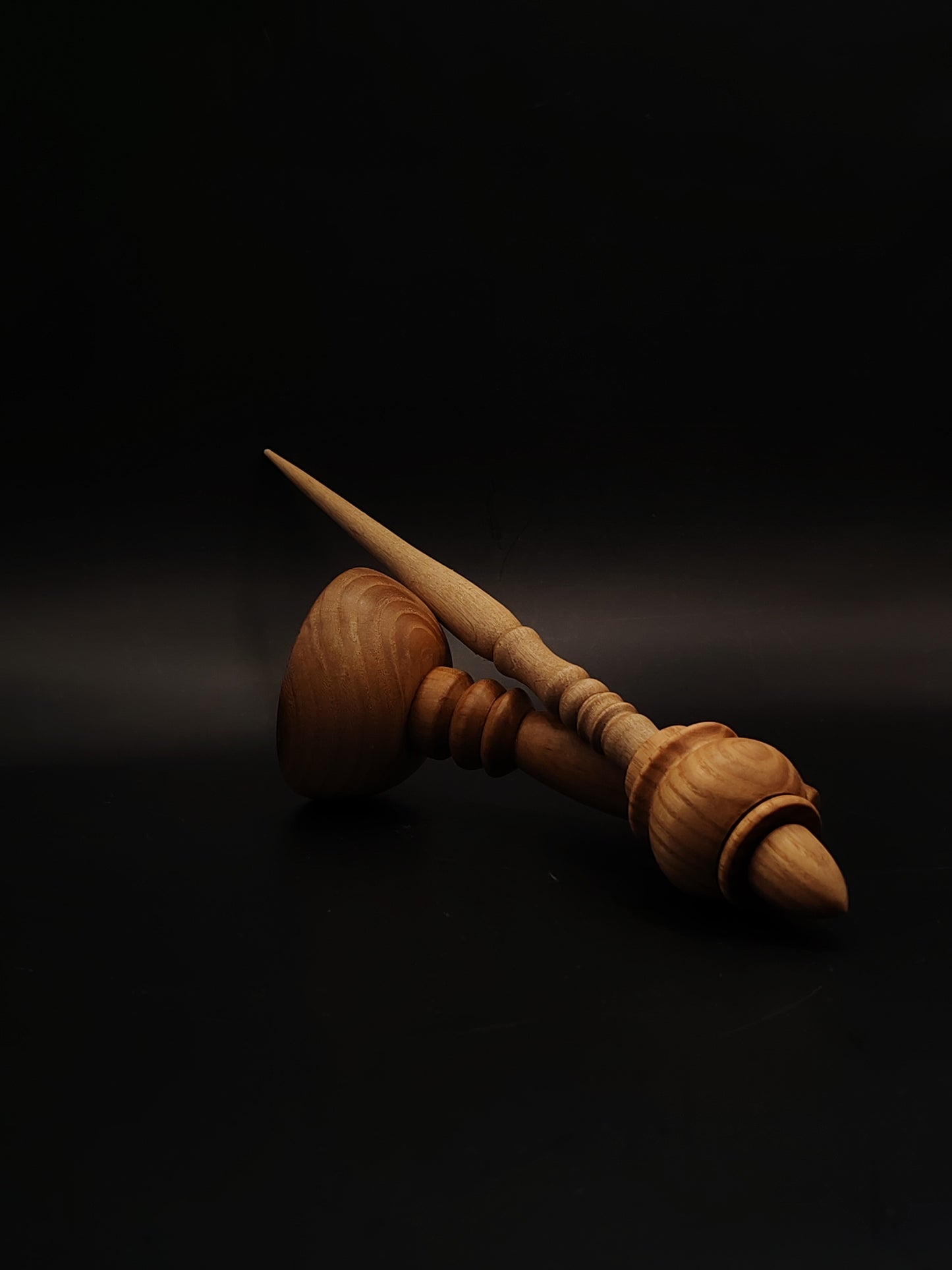 Support Spindle 39g 1.38oz 27cm 10.63in Grey Walnut Shaft Chestnut Whorl Pear Chestnut Bowl