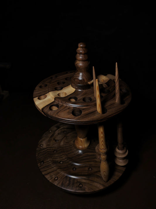 Walnut and Chestnut Rotating Stand for 24 Spindles