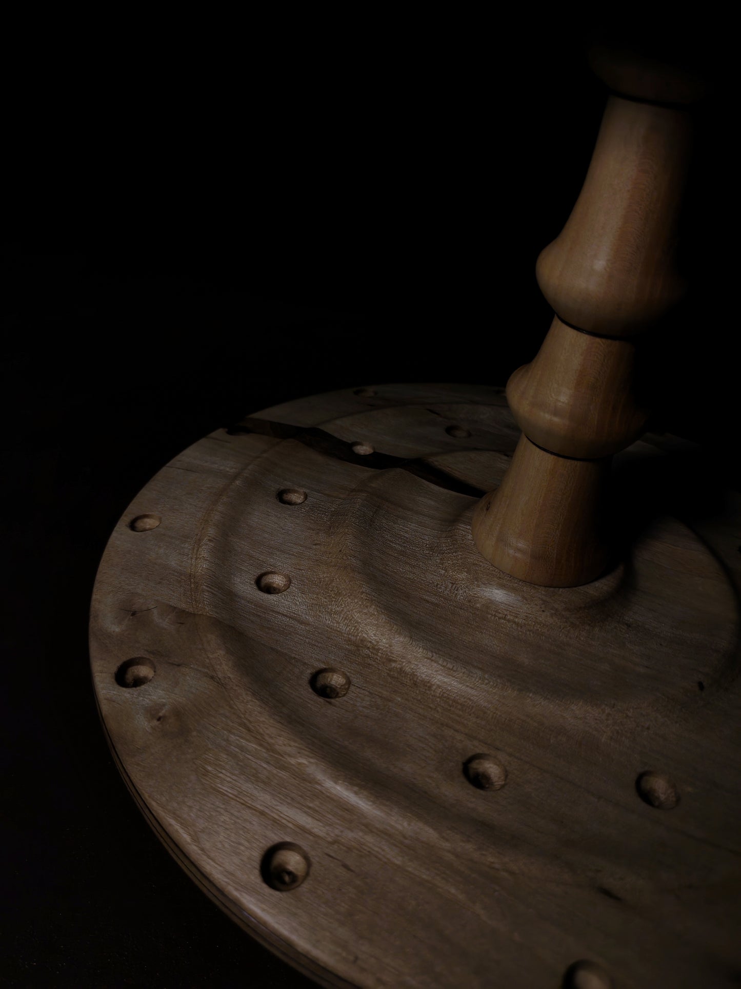 Chestnut and White Walnut Rotating Stand for 24 Spindles