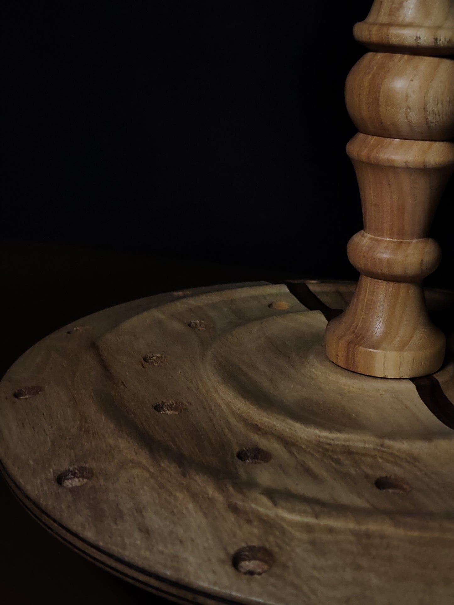 White Walnut and Ash Rotating Stand for 24 Spindles