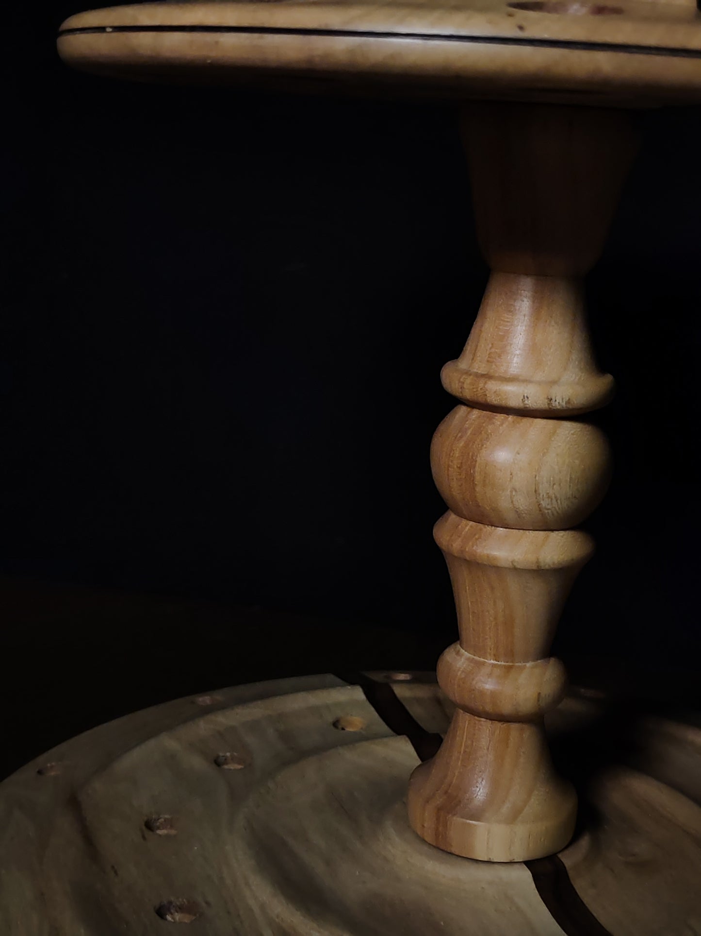 White Walnut and Ash Rotating Stand for 24 Spindles