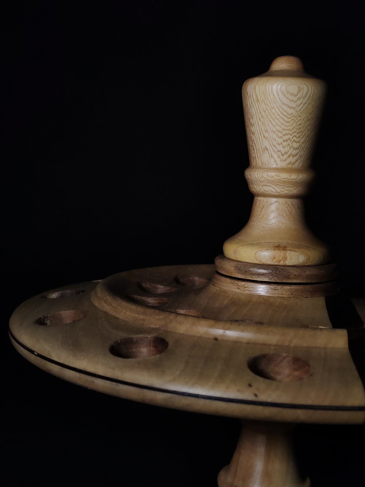 White Walnut and Ash Rotating Stand for 24 Spindles