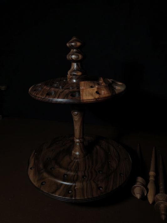Dark Walnut Rotating Stand for 24 Spindles