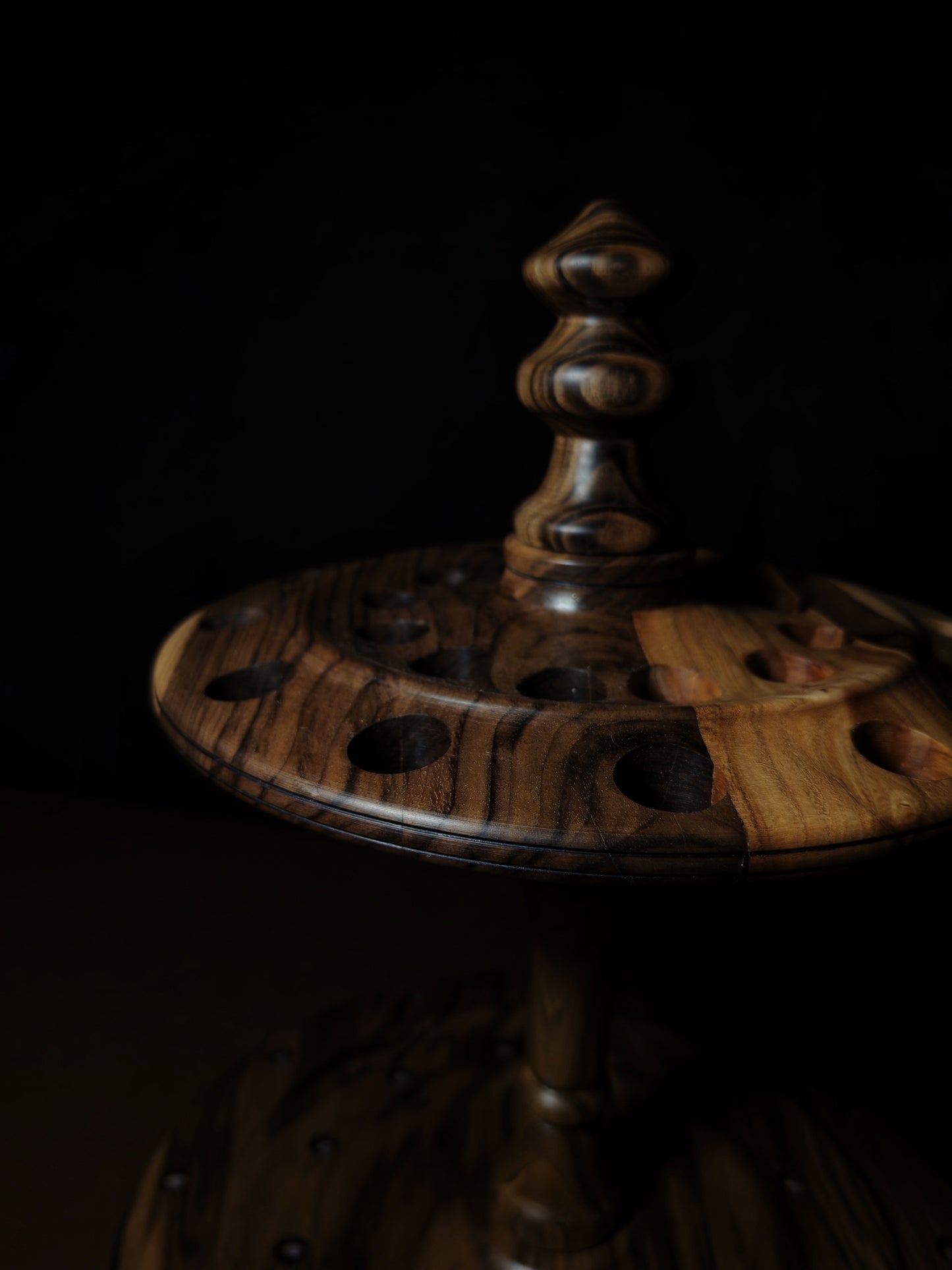 Dark Walnut Rotating Stand for 24 Spindles