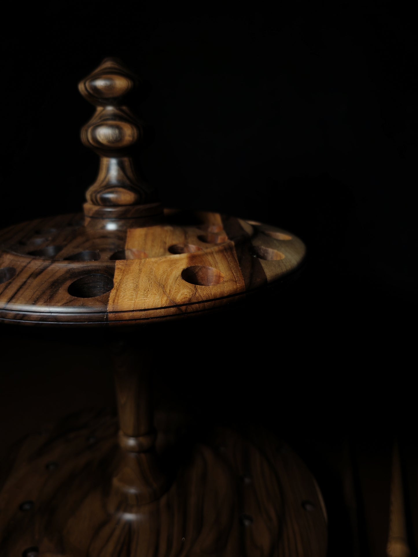 Dark Walnut Rotating Stand for 24 Spindles