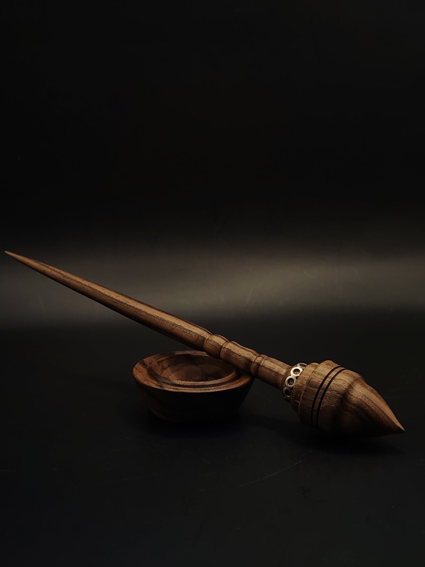 Walnut Support Spindle with Silver Ring – 23g