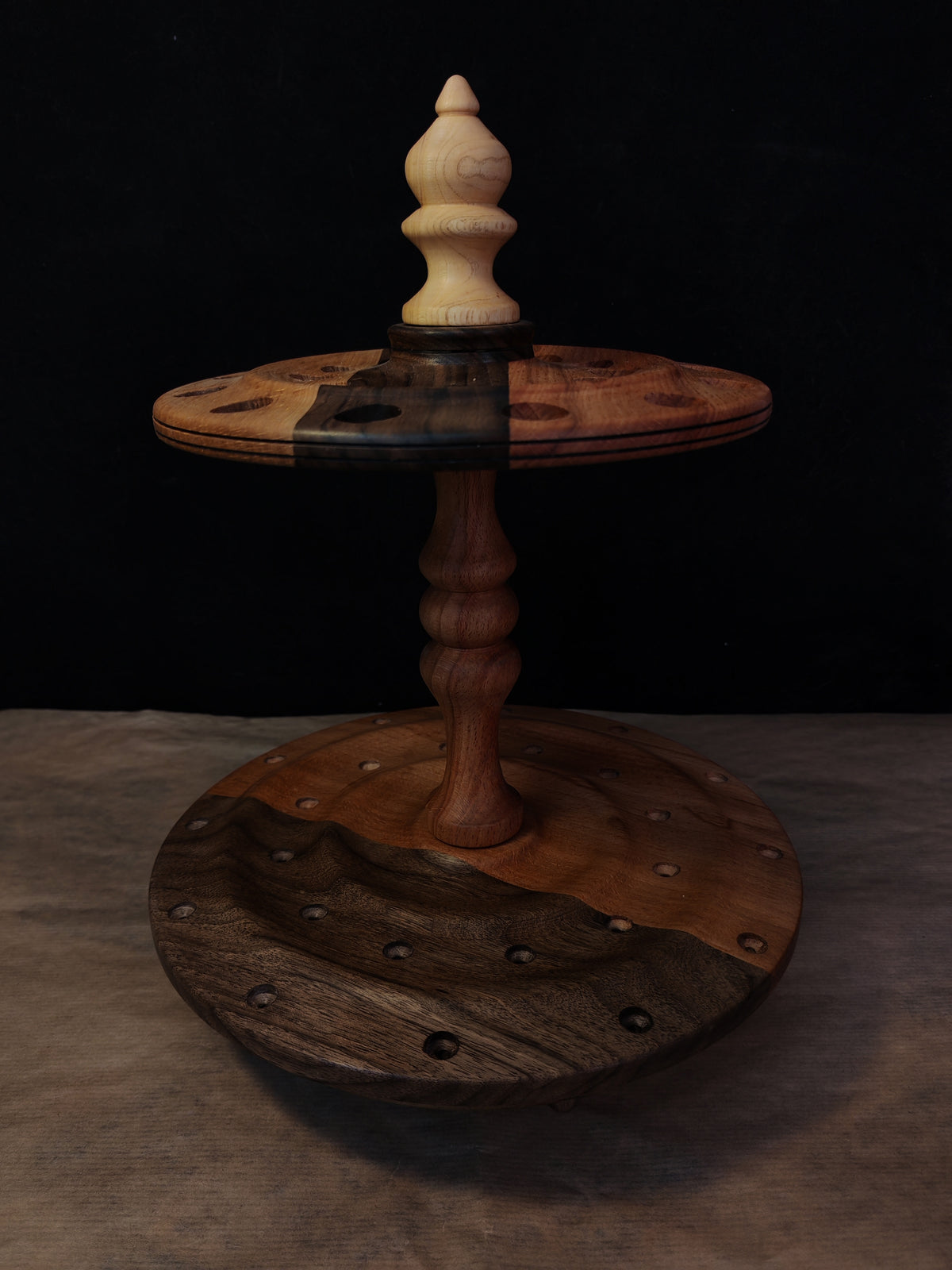 Red Beech Multi-Wood Rotating Spindle Stand for 24 Spindles