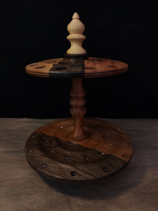 Red Beech Multi-Wood Rotating Spindle Stand for 24 Spindles
