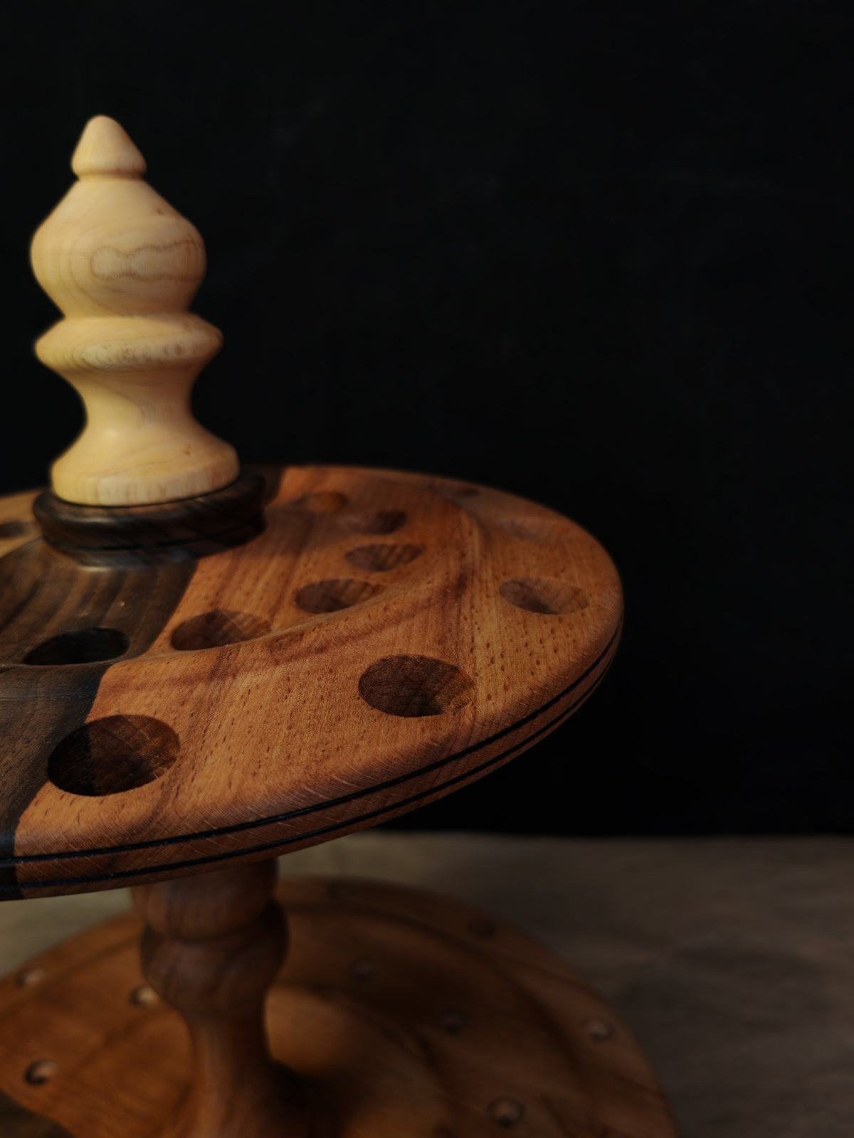 Red Beech Multi-Wood Rotating Spindle Stand for 24 Spindles