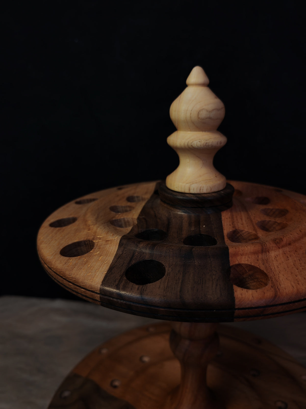Red Beech Multi-Wood Rotating Spindle Stand for 24 Spindles