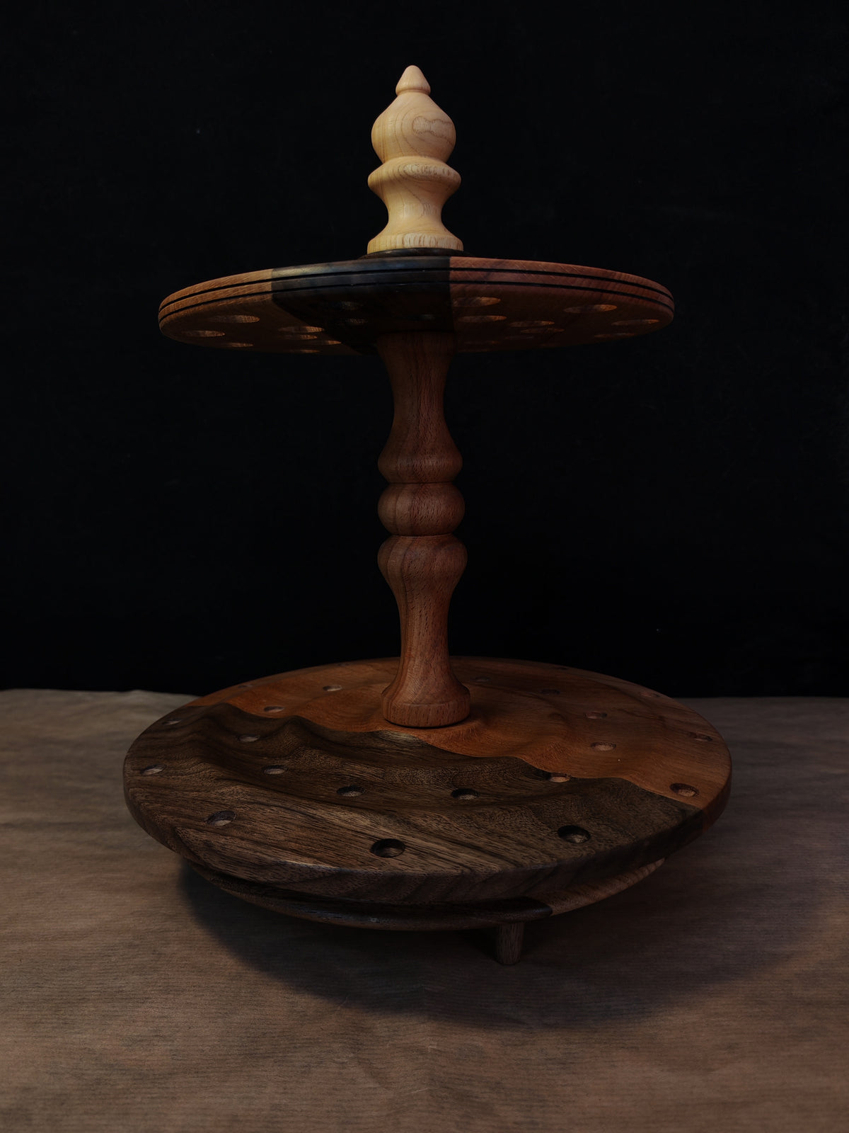 Red Beech Multi-Wood Rotating Spindle Stand for 24 Spindles